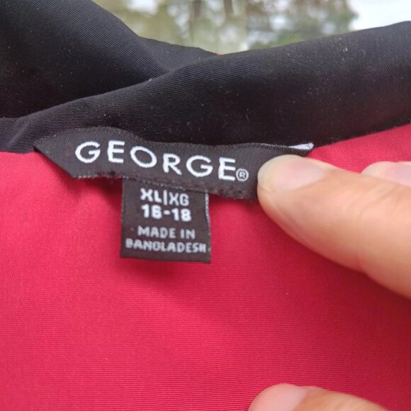 Women's Red & Black George QVC Removable Hood Rain Jacket Lightweight XL 16-18 - Picture 7 of 9